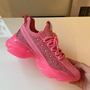 NEW STEVE MADDEN WOMEN’S MAXIMA Rhinestone-Trim TRAINER SNEAKERS